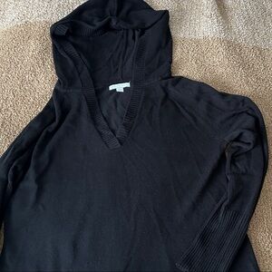 New York & Company Black Hooded V-Neck Tunic